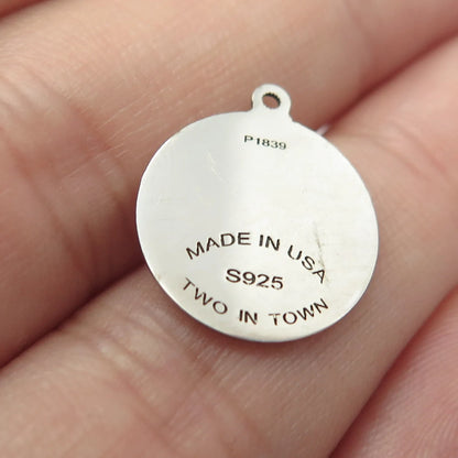 925 Sterling Silver USA Two In Town Sea Calf Charm Pendant
