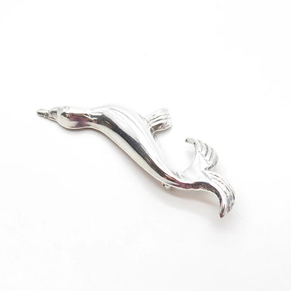 925 Sterling Silver Vintage Fur Seal Pin Brooch