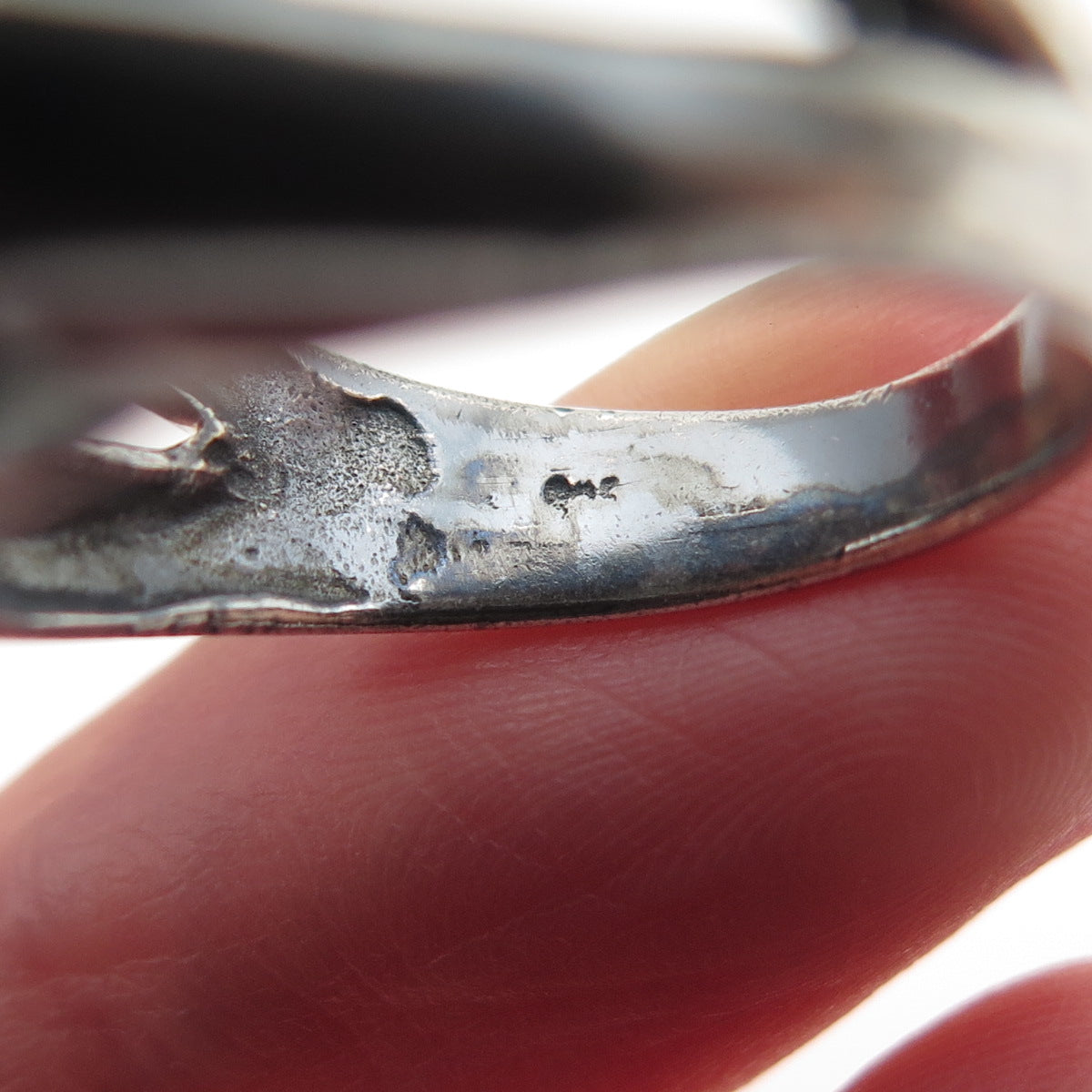925 Sterling Silver Vintage Modernist Interlocked Oxidized Ring Size 7.25