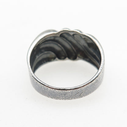 CHAPAL ZENRAY 925 Sterling Silver Vintage Modernist Ribbed Oxidized Ring Size 10