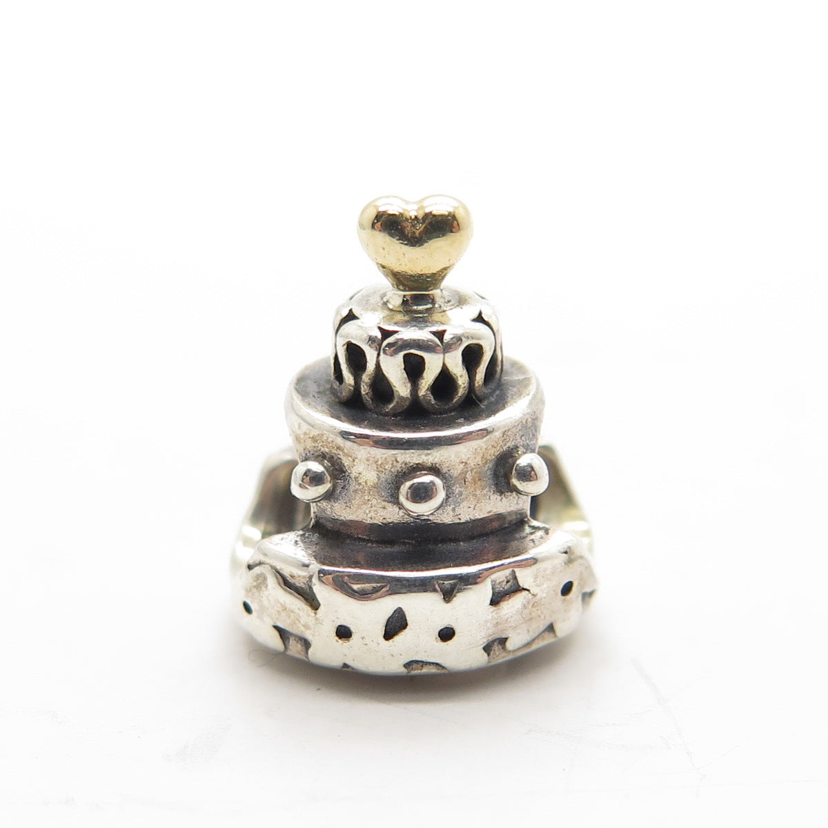 PANDORA 14K Yellow Gold & 925 Sterling Silver Wedding Cake Bead Charm