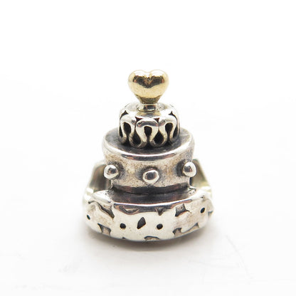 PANDORA 14K Yellow Gold & 925 Sterling Silver Wedding Cake Bead Charm