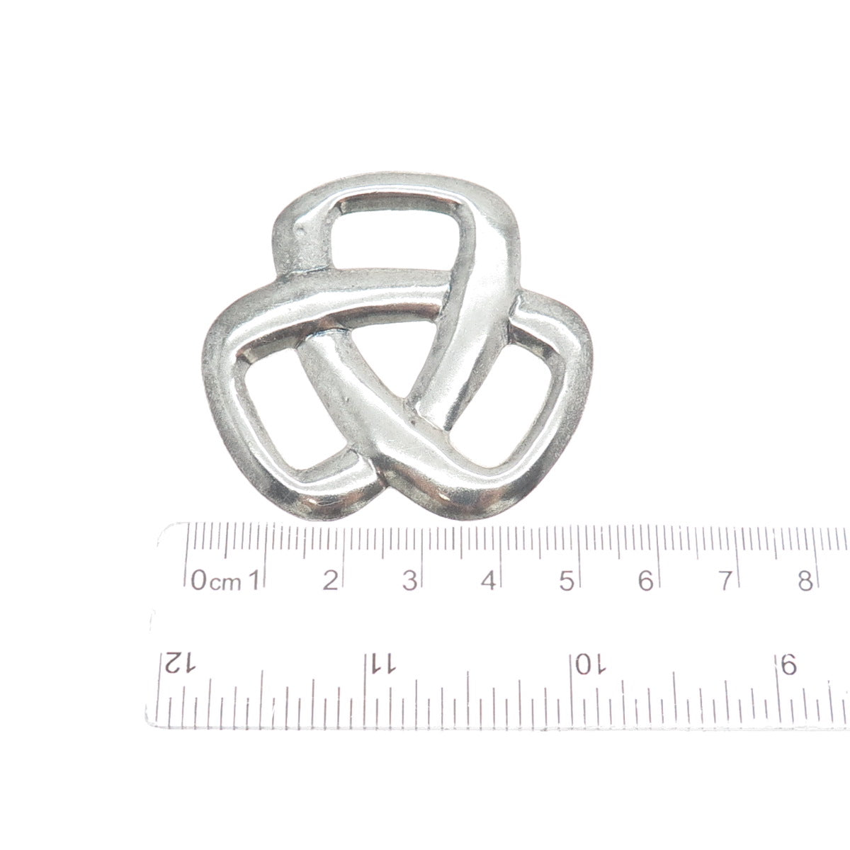 CHAPAL ZENRAY 925 Sterling Silver Vintage Trinity Knot Oxidized Pin Brooch