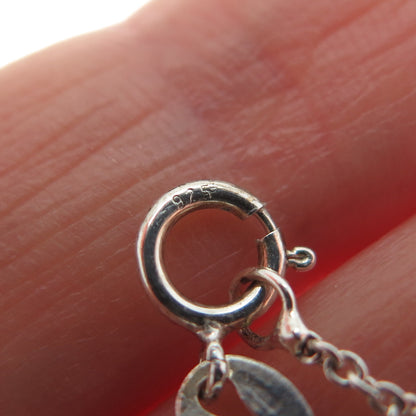 925 Sterling Silver Italy Greek Key Crescent Moon Cable Chain Necklace 18"