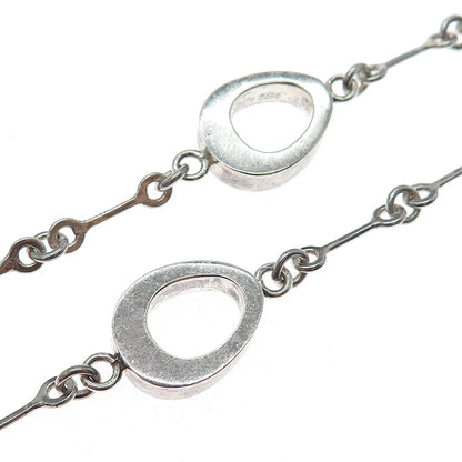 925 Sterling Silver Vintage Modernist Station Bar Chain Oxidized Necklace 32"