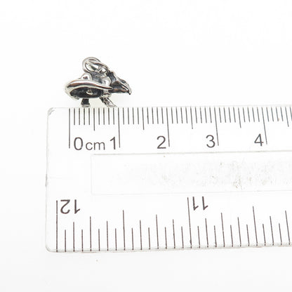 925 Sterling Silver Vintage Dinosaur Oxidized Mini 3D Charm Pendant