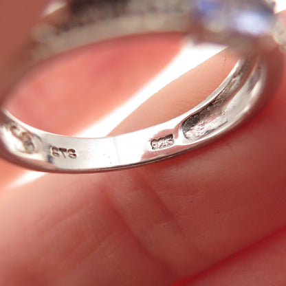 Chuck Clemency 925 Sterling Silver Real Tanzanite & White Topaz Ring Size 7.25
