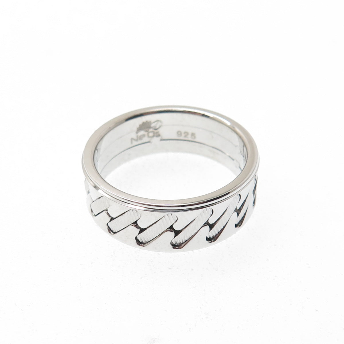 NEOS 925 Sterling Silver Textured Sewing Stitches Band Ring Size 10