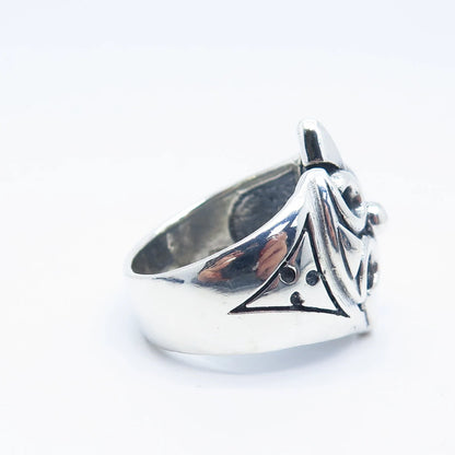 925 Sterling Silver Vintage Modernist Ring Size 10.5