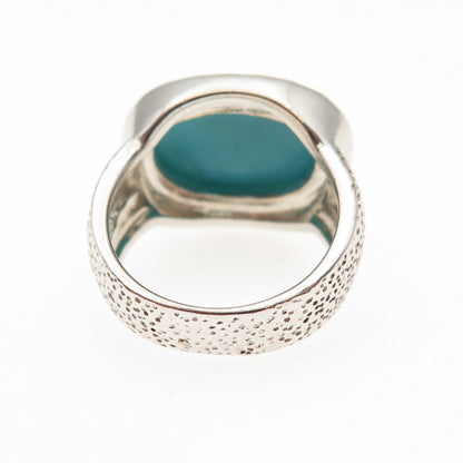 AIL Aluma 925 Sterling 2-Tone Vintage Real Turquoise Modernist Ring Size 6.25