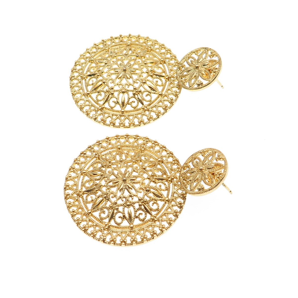 ROSS SIMONS 925 Sterling Silver Gold Plated Ornate Floral Dangle Earrings