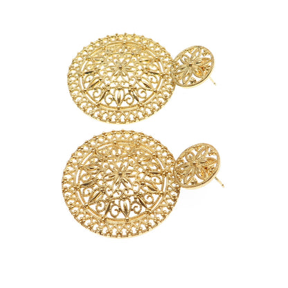 ROSS SIMONS 925 Sterling Silver Gold Plated Ornate Floral Dangle Earrings