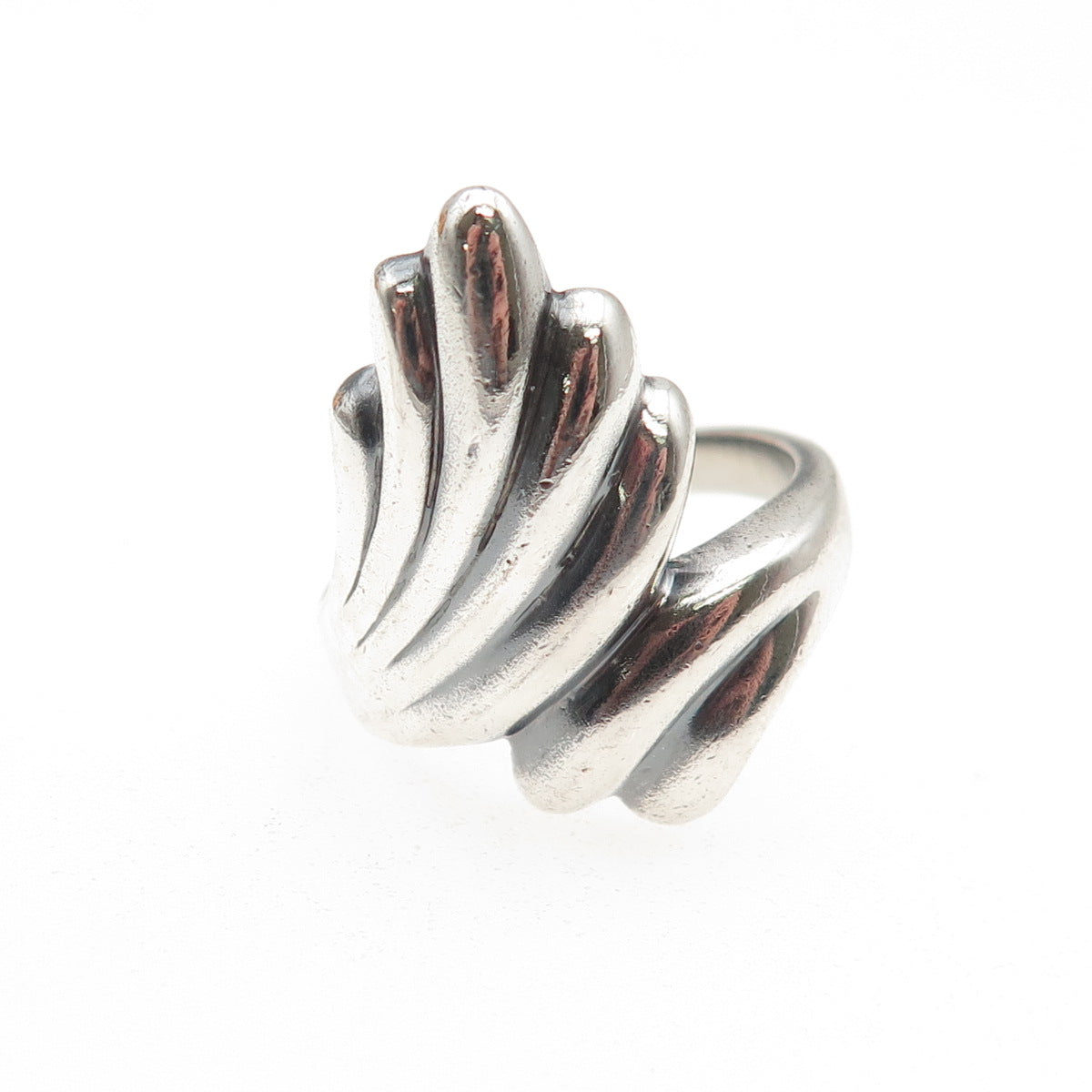 Chapal Zenray 925 Sterling Silver Vintage Modernist Wing Oxidized Ring Size 8.25