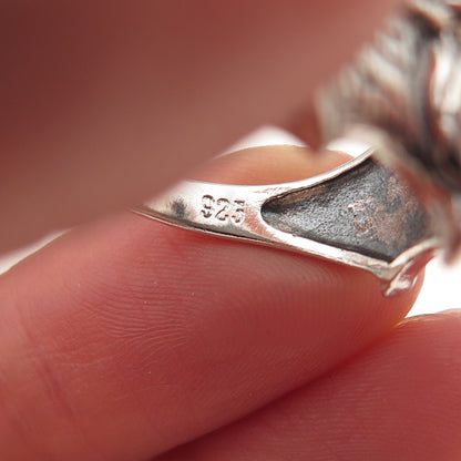 925 Sterling Silver Vintage Bat Oxidized Ring Size 9.25