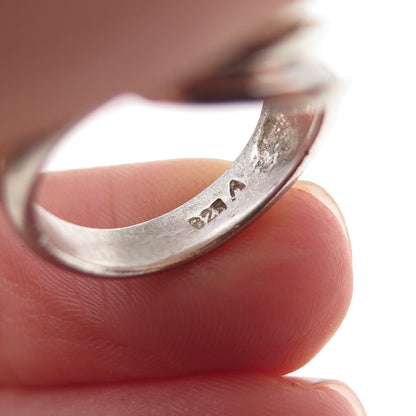 925 Sterling Silver Vintage Modernist Oxidized Ring Size 5.25