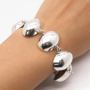 925 Sterling Silver Vintage Mexico Taxco Modernist Link Bracelet 7"