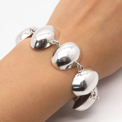 925 Sterling Silver Vintage Mexico Taxco Modernist Link Bracelet 7"