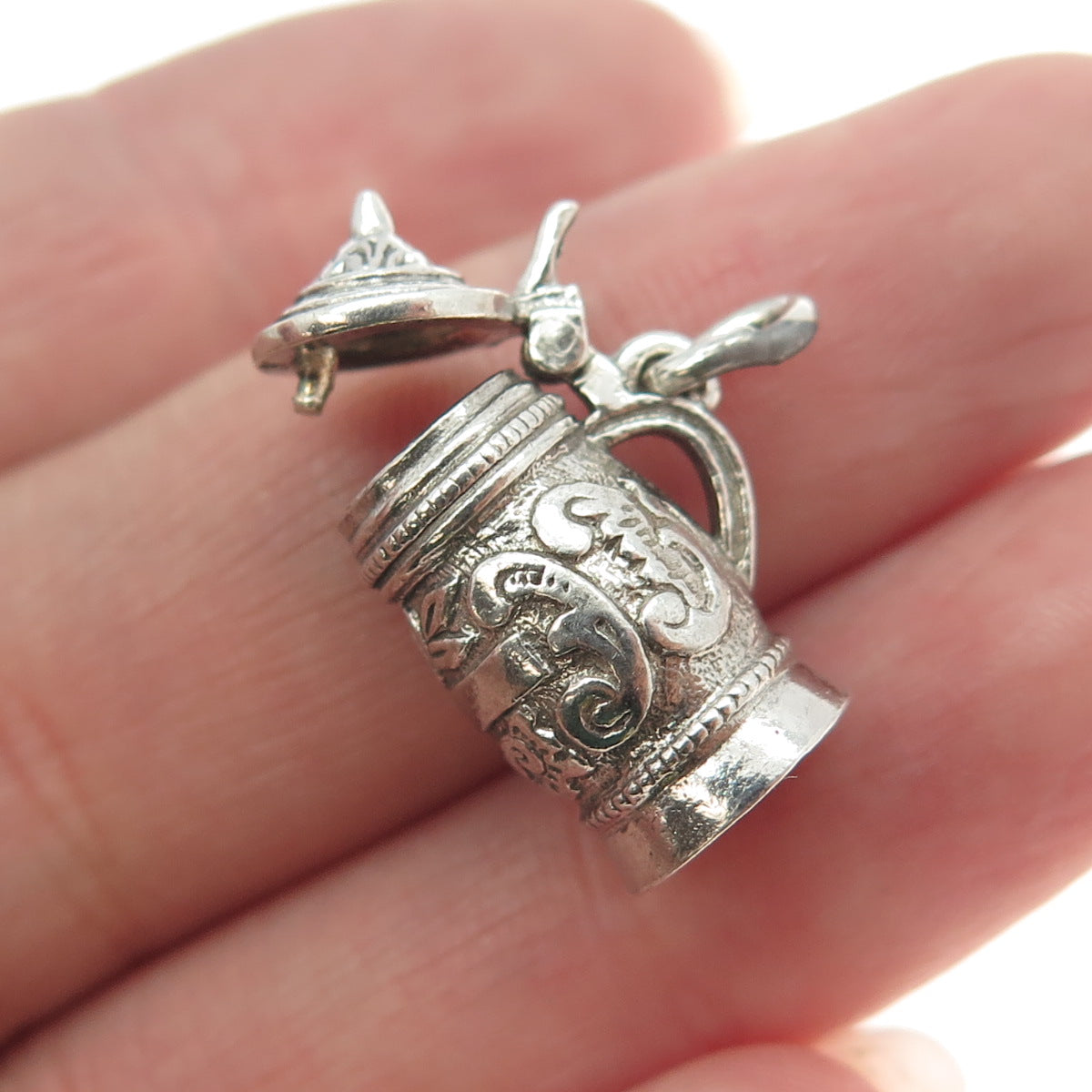 900 Silver European Vintage Beer Stein Locket Pendant