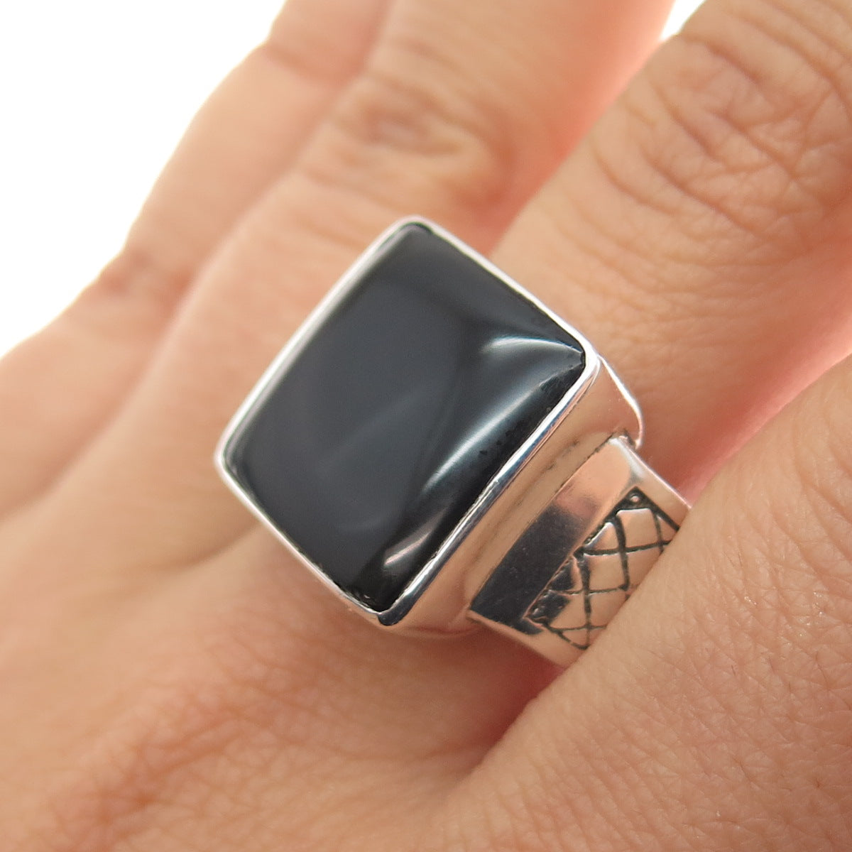 PHLD PlayHardLookDope 925 Sterling Silver Real Black Onyx Ring Size 11.75
