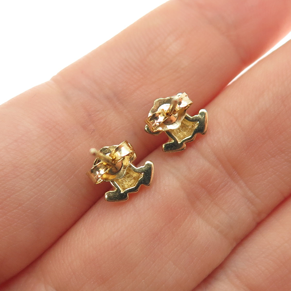 925 Sterling Silver Gold Plated Frog For Good Luck Stud Earrings