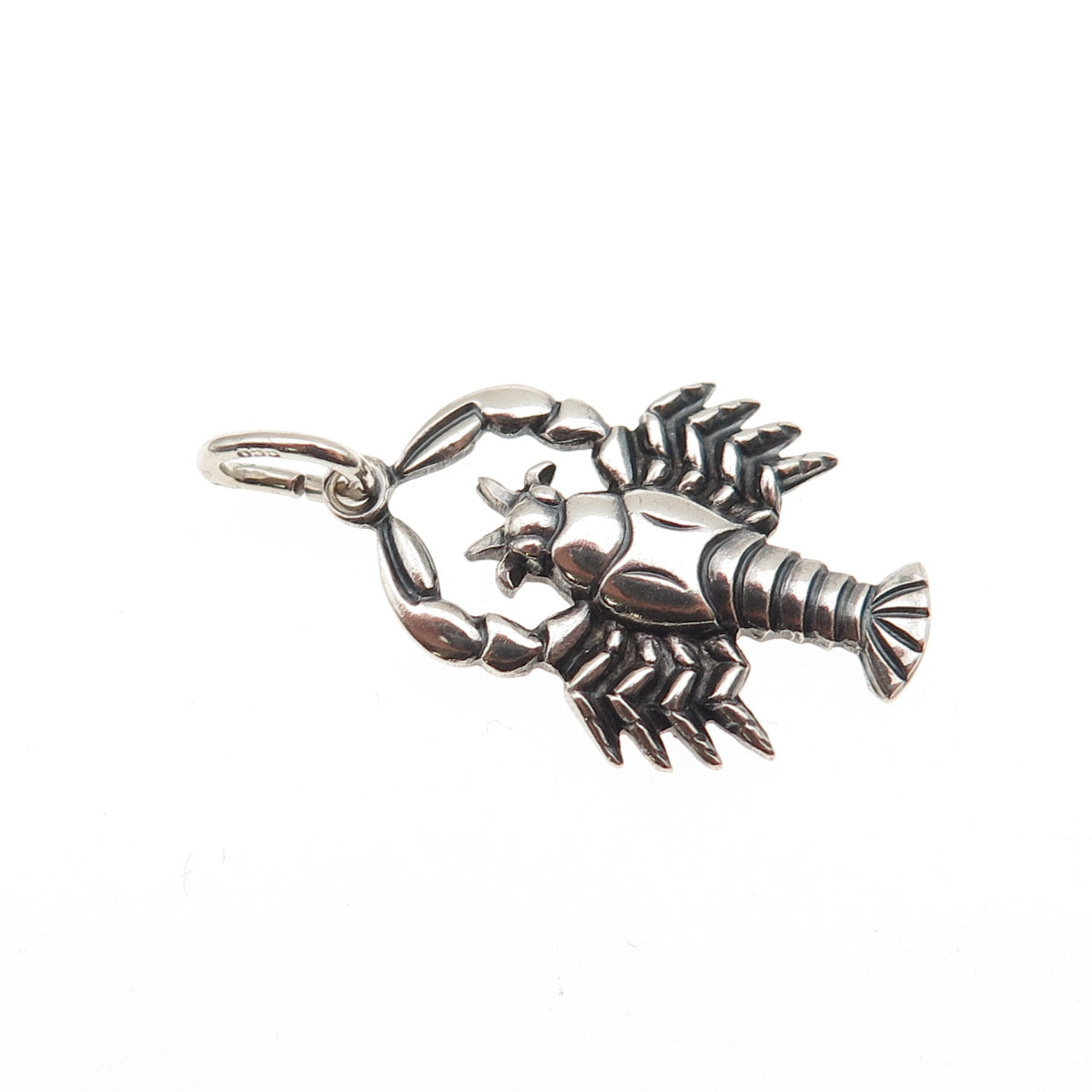 833 Silver Vintage European Cancer Zodiac Engraved Mini Charm Pendant