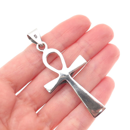 925 Sterling Silver Vintage Egyptian Ankh Crucifix Cross Charm Pendant