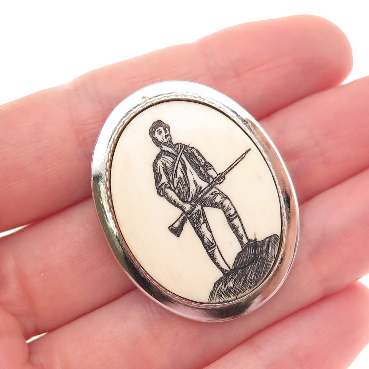 WRE W.E. Richards 925 Sterling Silver Vintage Minutemen Pin Brooch / Pendant