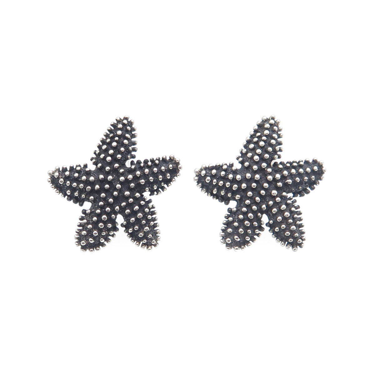 THE TOUCH 925 Sterling Silver Vintage Starfish Oxidized Stud Earrings