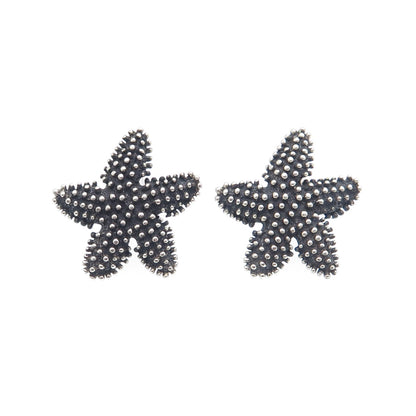 THE TOUCH 925 Sterling Silver Vintage Starfish Oxidized Stud Earrings