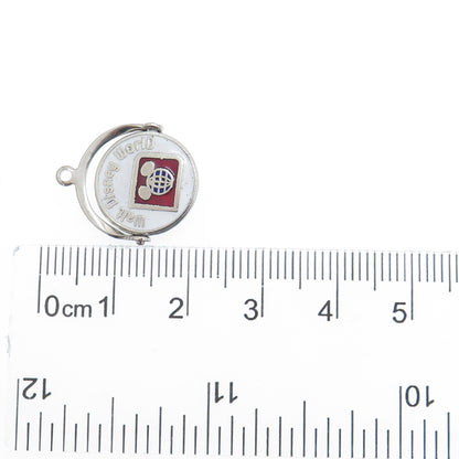 WALT DISNEY Sterling Silver Vintage Enamel Mickey Mouse Reversible Mini Pendant