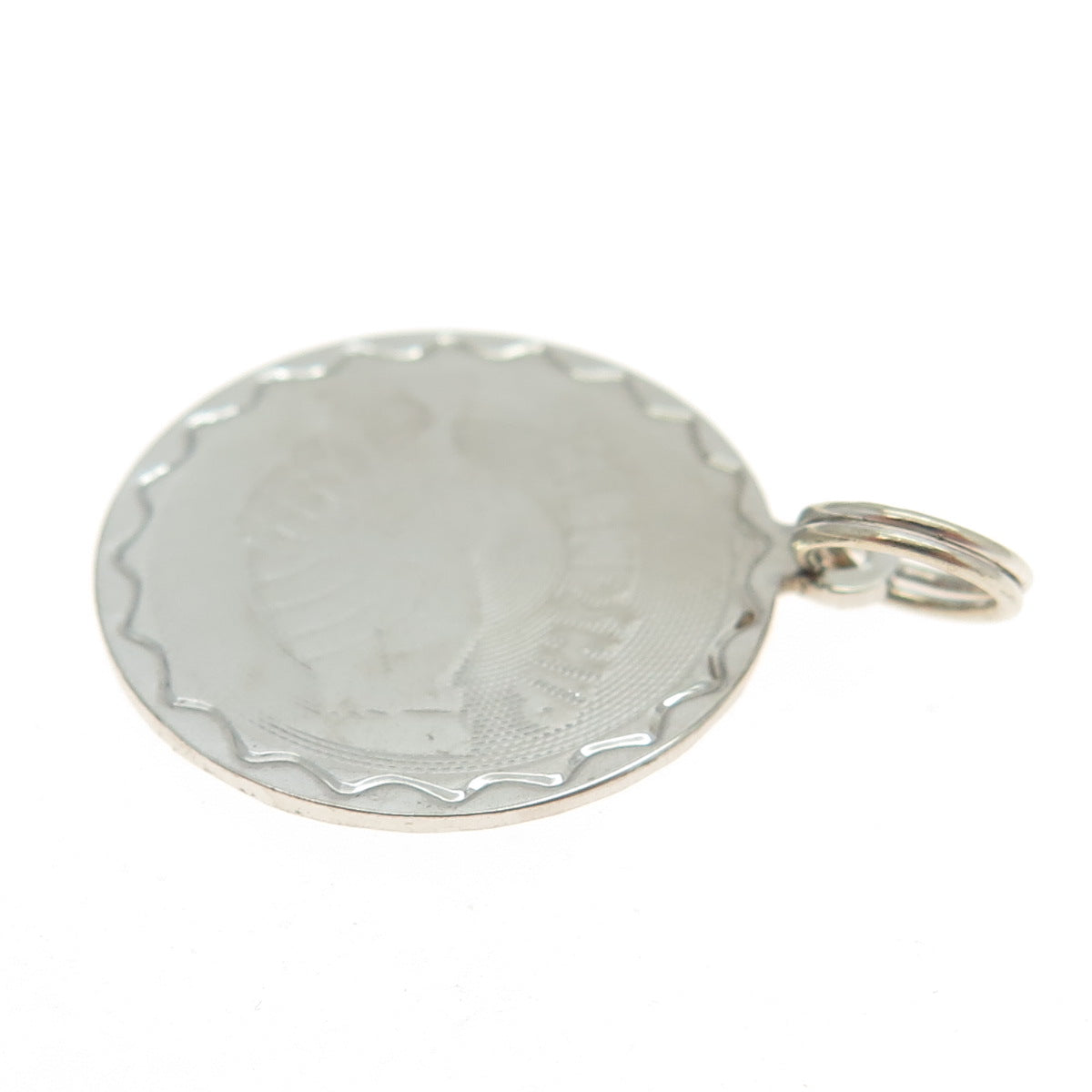 925 Sterling Silver Vintage Friendship Round Tag Pendant