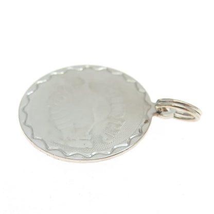 925 Sterling Silver Vintage Friendship Round Tag Pendant