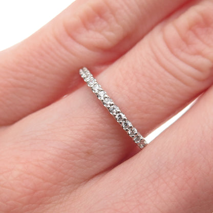 Seta 925 Sterling Silver Round-Cut C Z Half Eternity Stackable Band Ring Size 6