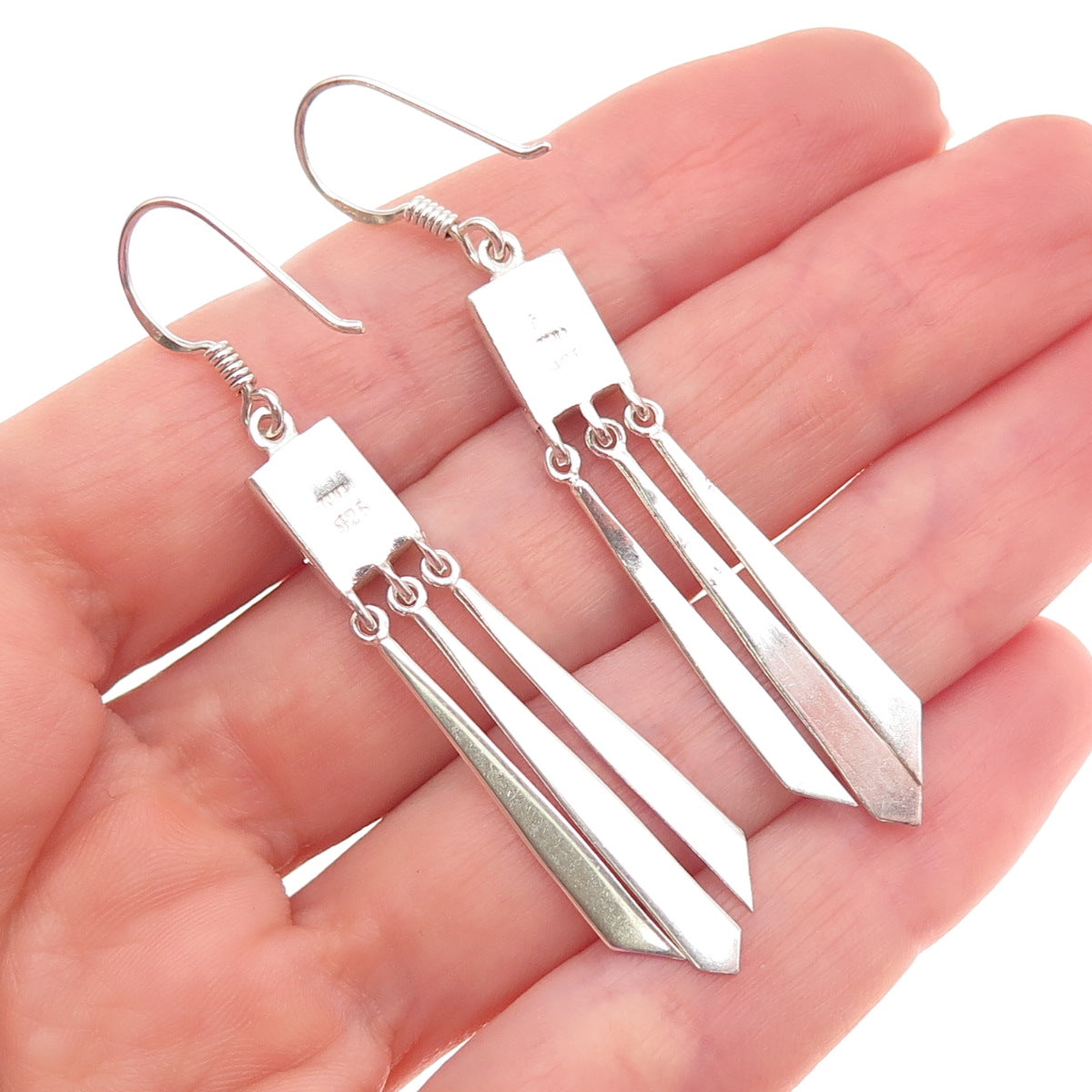 Boma 925 Sterling Silver Vintage Real MOP Modernist Dangle Earrings