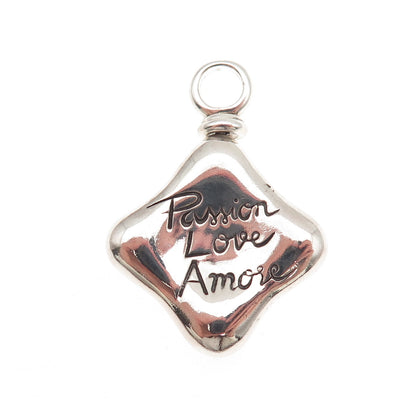 925 Sterling Silver Vintage Passion Love Amore Charm Pendant