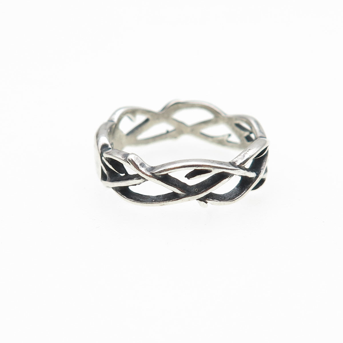 WALDECK 925 Sterling Silver Vintage Woven Wire Oxidized Band Ring Size 6.25