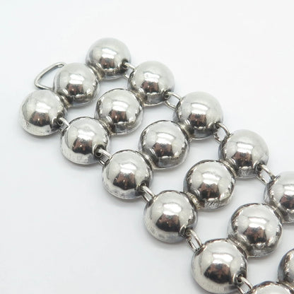 925 Sterling Silver Vintage Ball Link Bracelet 7"