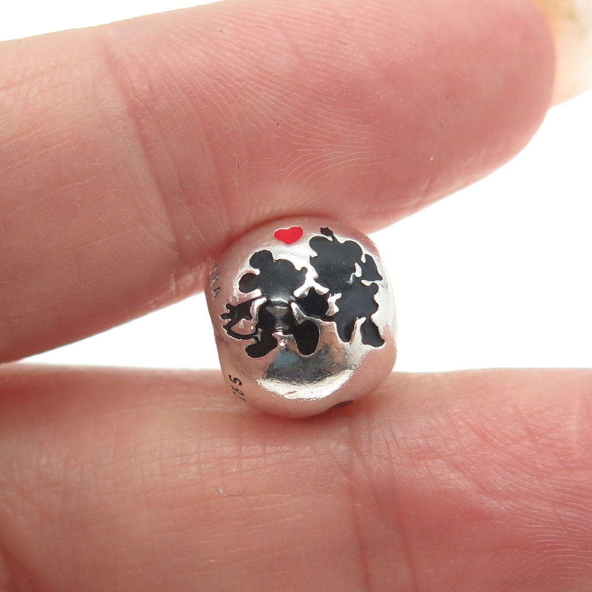 PANDORA 925 Sterling Silver Enamel Mickey & Minnie Mouse Disney Bead Charm