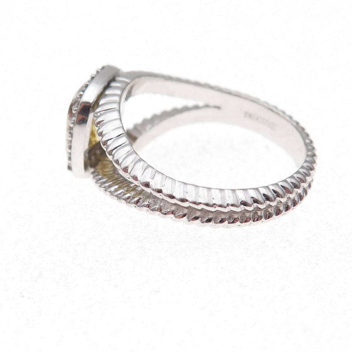 Kiera 925 Sterling Silver Canary & White C Z Ring Size 8.25