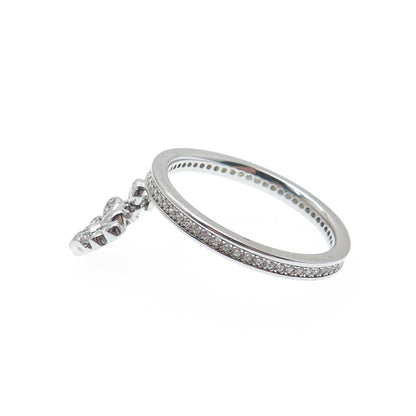 MILOR 925 Sterling Silver Italy Round-Cut C Z Bee Dangle Charm Ring Size 9.25