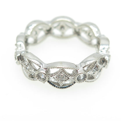 925 Sterling Silver Round-Cut C Z All Around Band Ring Size 7.25
