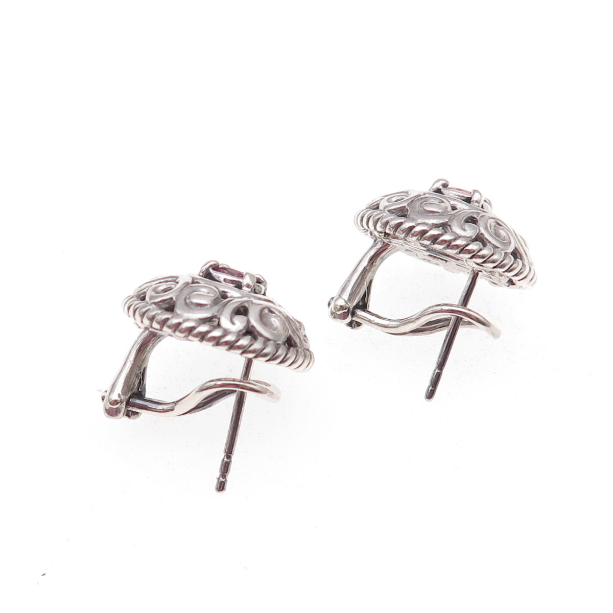 Carolyn Pollack 925 Sterling Silver Vintage Real Amethyst Omega Back Earrings