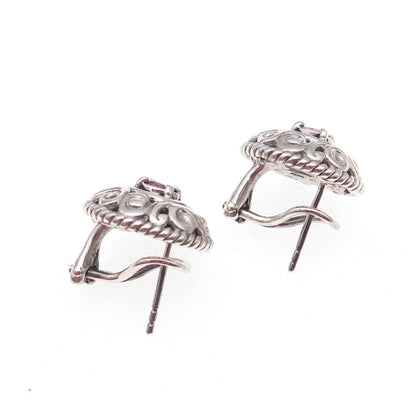 Carolyn Pollack 925 Sterling Silver Vintage Real Amethyst Omega Back Earrings