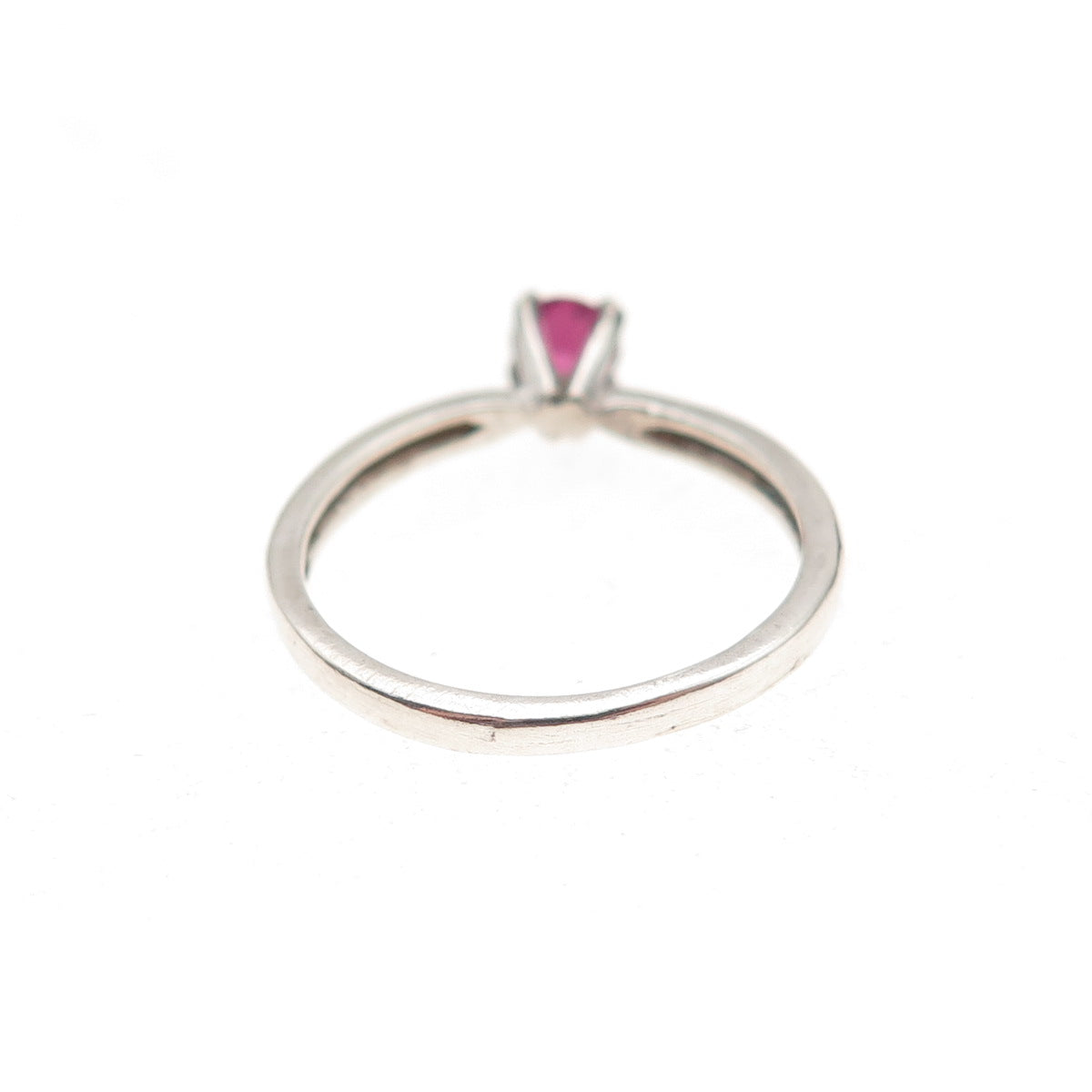 925 Sterling Silver Vintage Real Round-Cut Rhodolite Ring Size 4.75