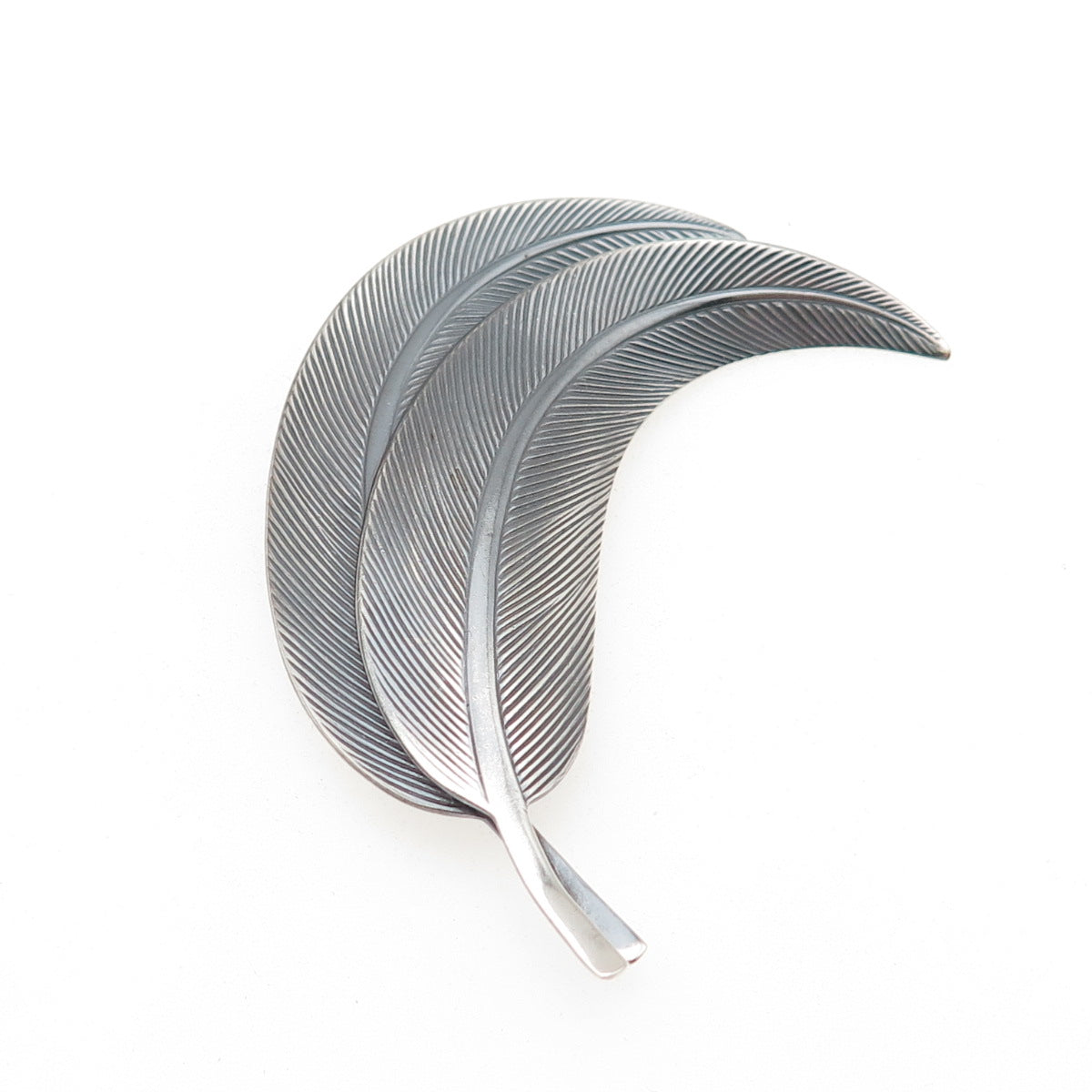 JEWELART 925 Sterling Silver Vintage Feather Oxidized Pin Brooch