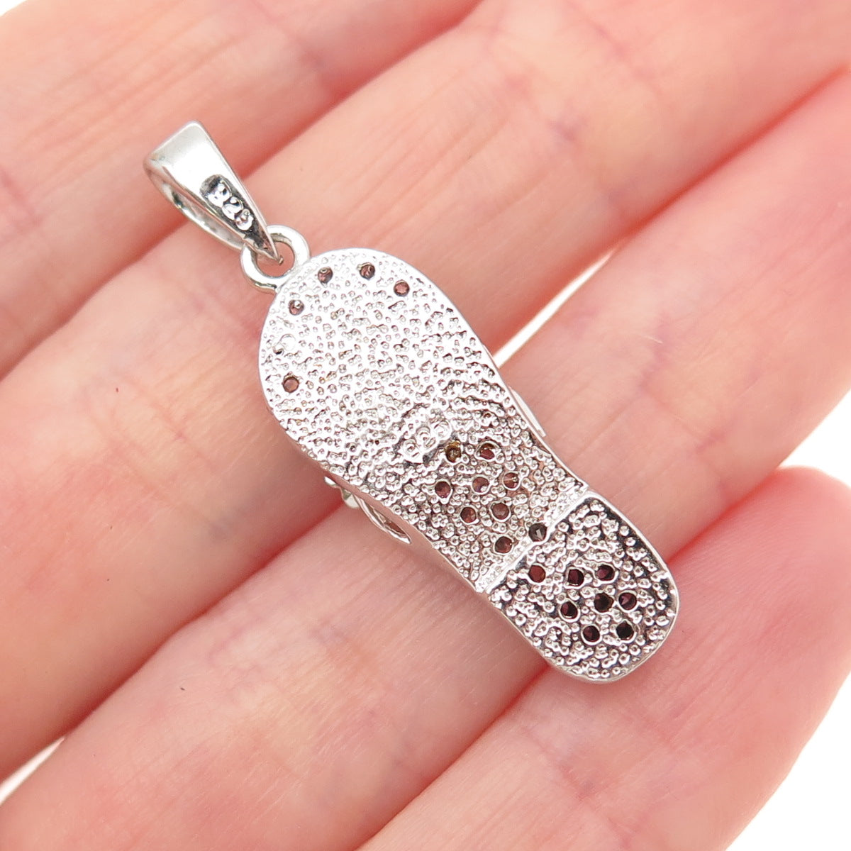 925 Sterling Silver Round-Cut Pink & Purple C Z Flip Flop Charm Pendant