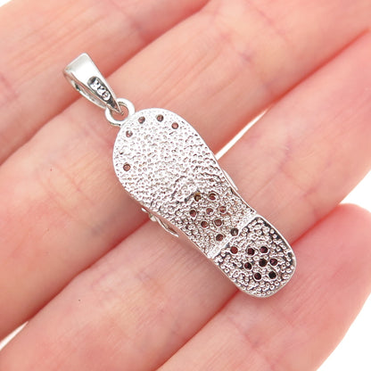 925 Sterling Silver Round-Cut Pink & Purple C Z Flip Flop Charm Pendant