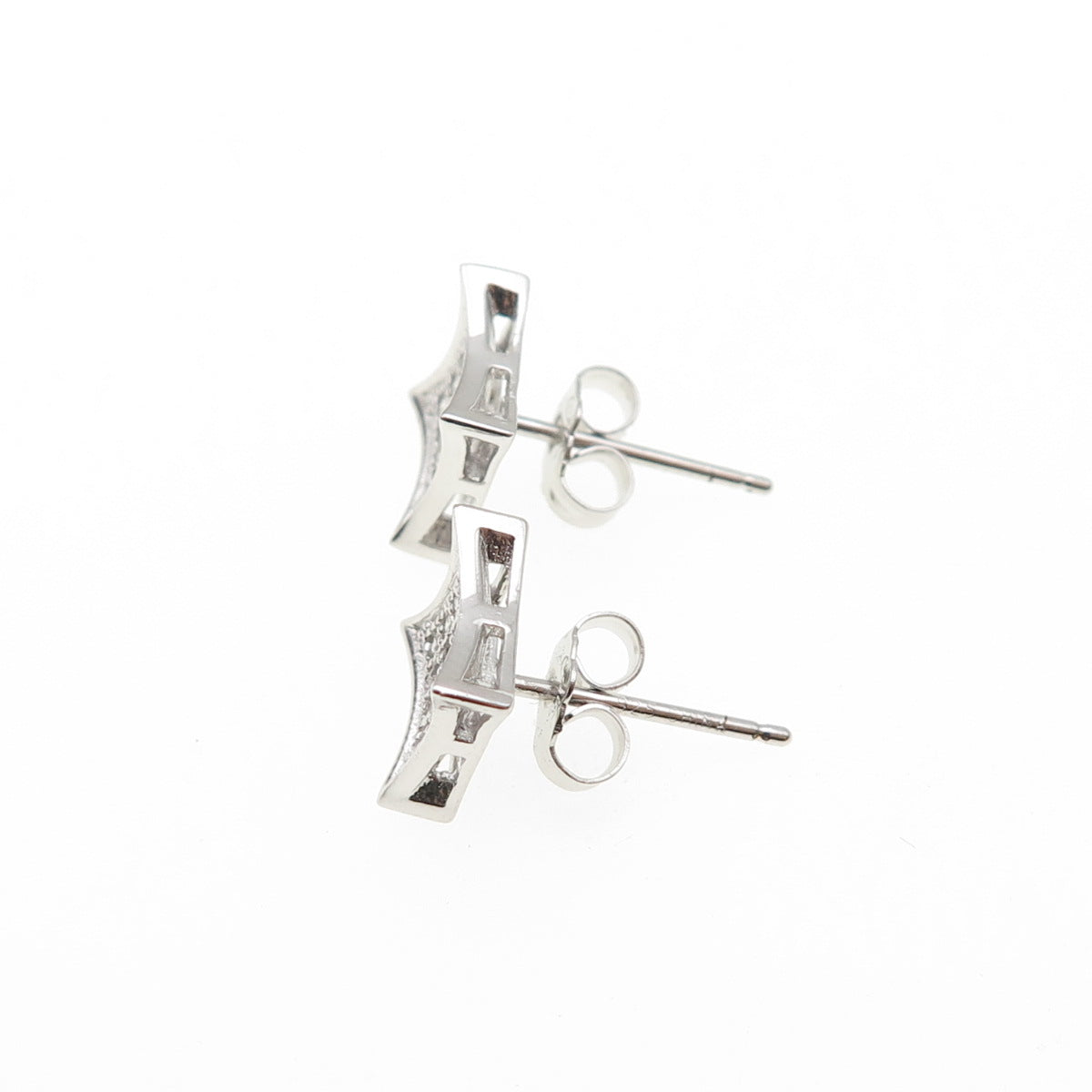 925 Sterling Silver Round-Cut C Z Princess Square Stud Earrings