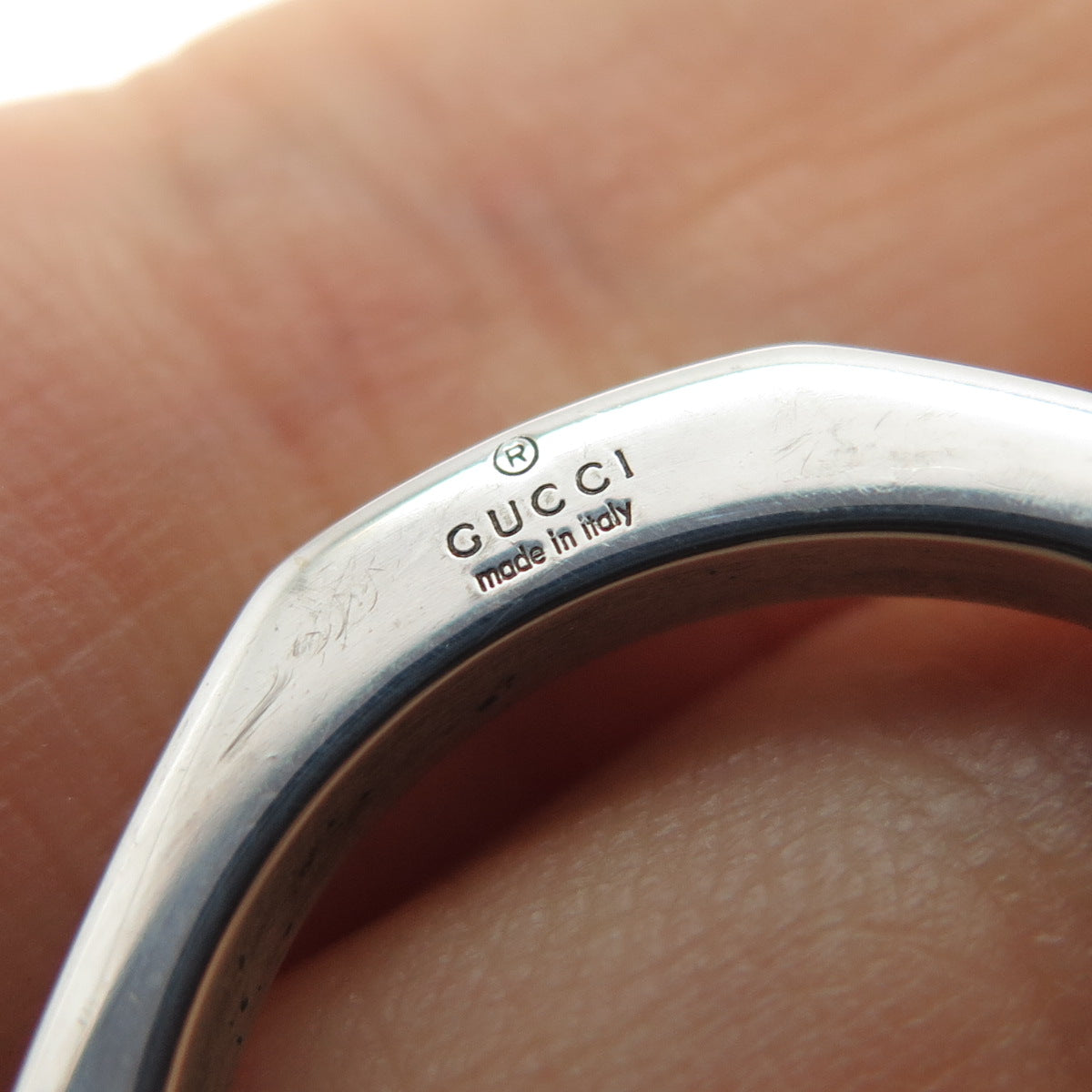 GUCCI Sterling Silver Vintage Italy Modernist Hexagon SET of 3 Band Ring Size 10