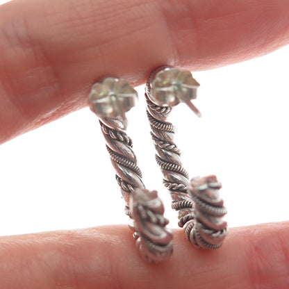 SUARTI BALI 925 Sterling Silver Vintage Twisted Oxidized Hoop Earrings